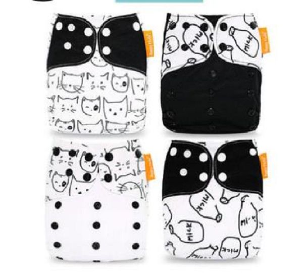 

4pcs u pick happy flute newborn baby diaper nb pocket cloth diapers bamboo charcoal inner waterproof pul outer double gussets