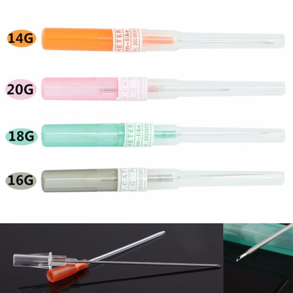 

5pcs/lot surgical steel i.v. catheter cannula sterile piercing needles kit 14g 16g 18g 20g tattoo body jewelry kit gauges, Slivery;golden
