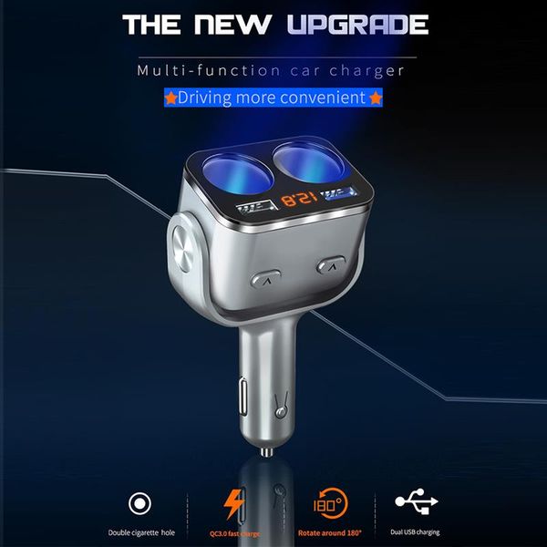 

car cigarette lighter socket dual usb charging port qc3.0 usb quick charger 12-24v led cigarette lighter sockets power adapter