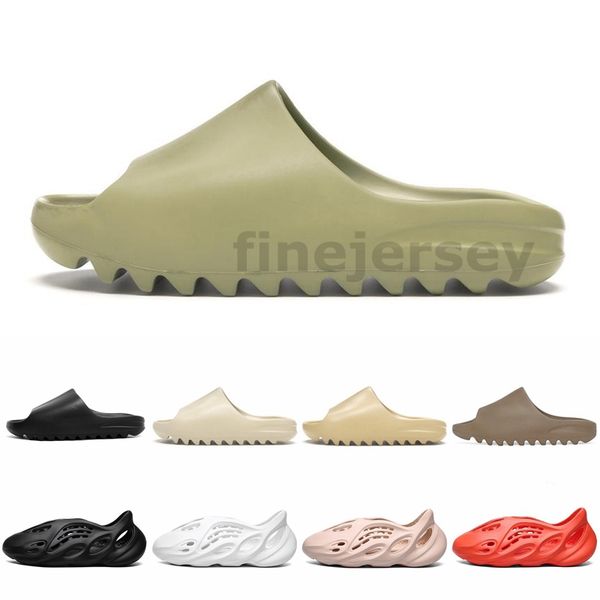 

2020 кость женщины мужские трусы пены runner kanye west слайды смола desert sand beach инерция вьетнамки сандалии тапочки размер 36-45, Black