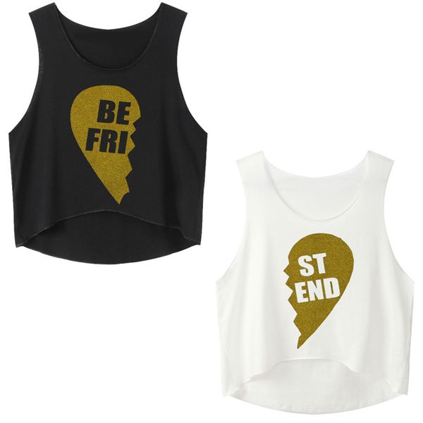 

girls european style woman tank summer friend crop sleeveless camis, White