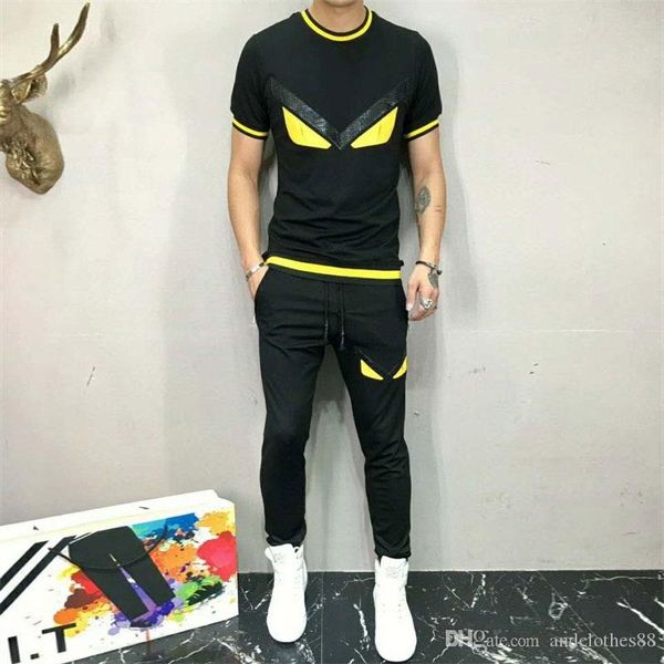 

2020 yes short sleeve t-shirt sleeve sports trend pegasus badge most popular fashion evil e sweatshirt little monster set sweat suit, Gray