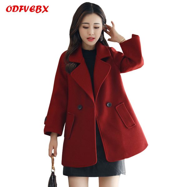 

boutique woolen coat women's medium long 2019 new short spring fashion long-sleeved casual loose woolen coat female odfvebx ah72, Black