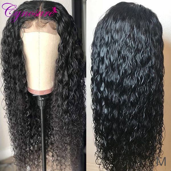 

cynosure 13x4 lace front human hair wigs for black women remy peruvian water wave lace front wig pre plucked with baby hair, Black;brown
