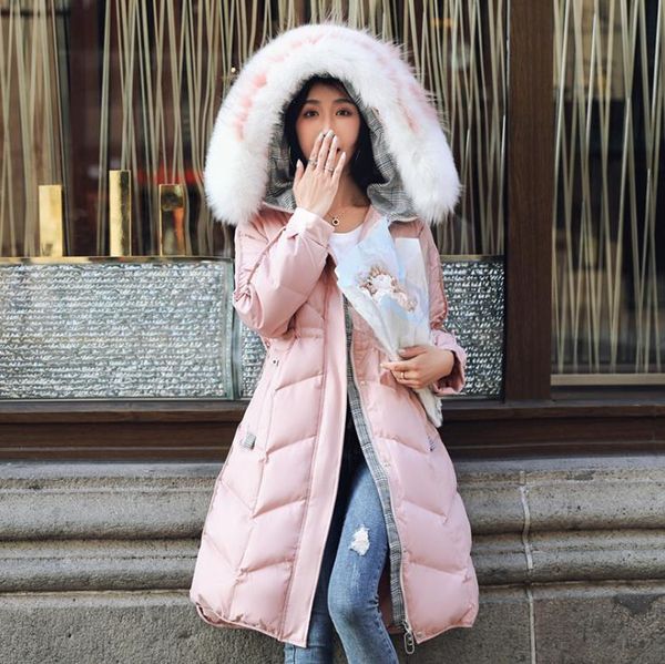 

2009 new winter down garments, medium and long-style slim, big-necked and hat women's clothes factory direct selling, Black