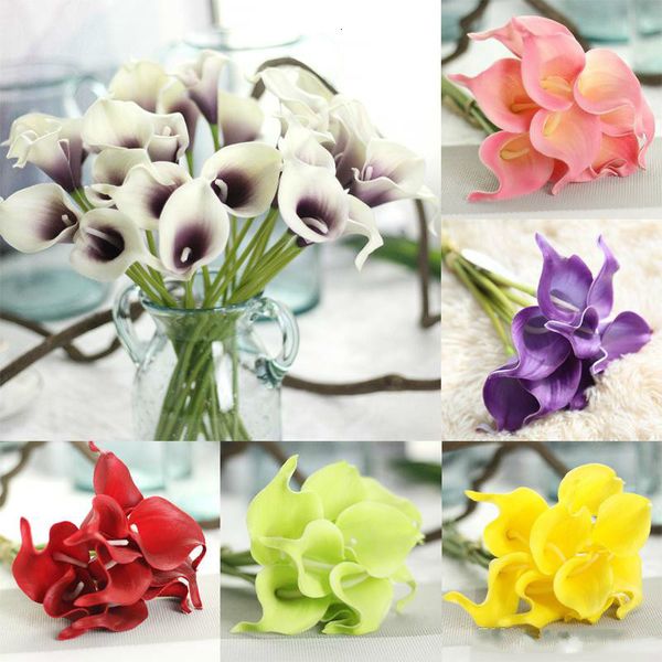 13 colori PU Calla Lily Bouquet di fiori artificiali Tocco reale Decorazioni di nozze per feste Fiori finti Decorazioni per la casa Consegna gratuita