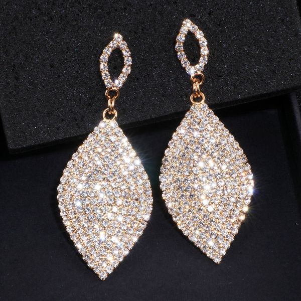 

classical large drop earrings bride teardrop shape crystal earrings for women rhinestone dangle wedding earring jewelry wx065, Silver