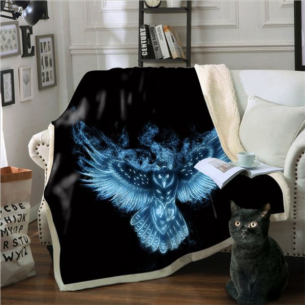

blanket sweatshirt 3d printed animal eagle series multi-purpose blanket fleece blankets flame retardant wearable