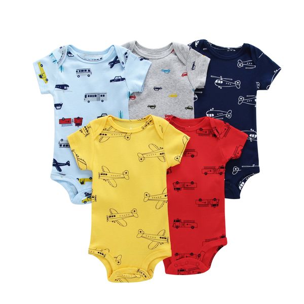 

short sleeve o-neck car print bodysuit for 6-24M baby boy girl cotton Infant Newborn clothes 2020 new born costume 5PCS/set