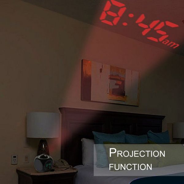 

lcd projection voice talking alarm clock backlight electronic digital snooze deskclock with temperature display watch abs