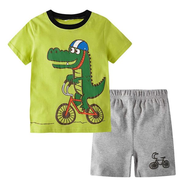

romirus vetement enfant garcon children kids boys short sleeve cartoon print t-shirt +shorts pajamas kids clothes boys, White