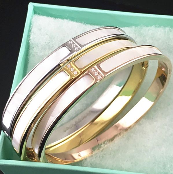 

luxury designer bangles three diamond shell bracelet women rose gold diamond bracelet gold bracelets, Black