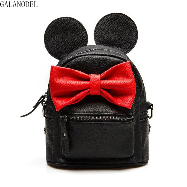 

2019 new female bag leather women bags cute animals ears bow backpacks lovely bowknot college sweet girl mini backpack