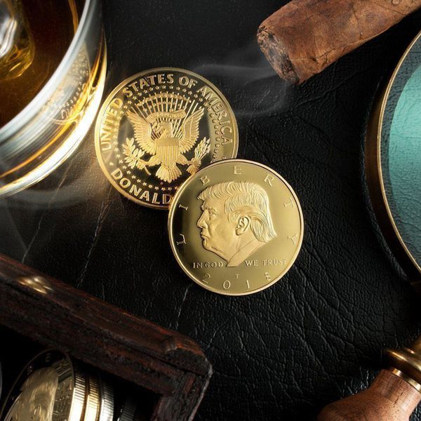 

2018novel america 45th president gold plated commemorative coin novelty token home decor