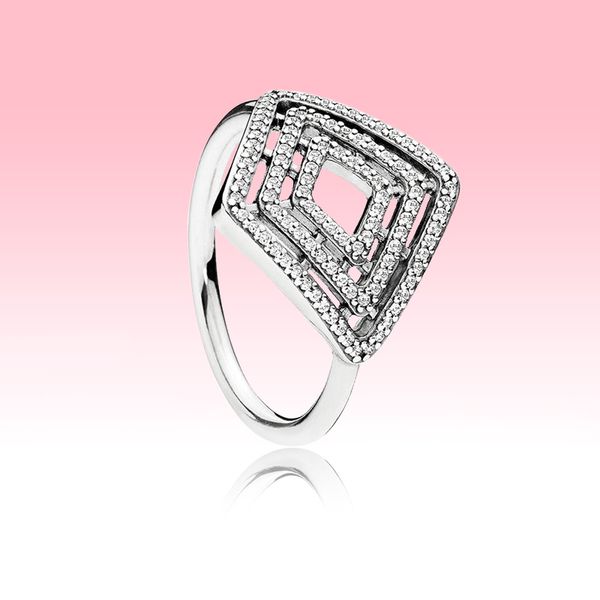 

аутентичное wedding 925 стерлингового серебро кольцо ювелирного изделия высокого качества для pandora clear cz геометрических линий кольца с, Slivery;golden