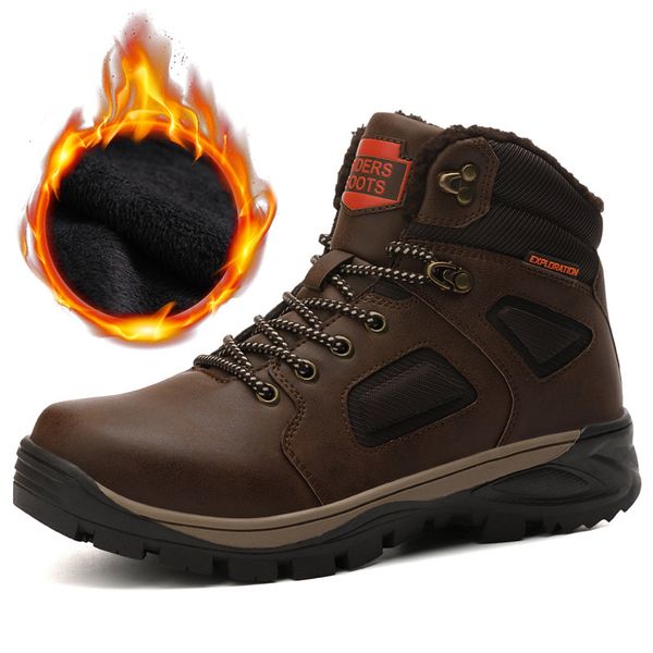 

2019 snow boots men winter shoes thick sole men ankle boots warm plush for cold winter sneakers male booties ka1810, Black