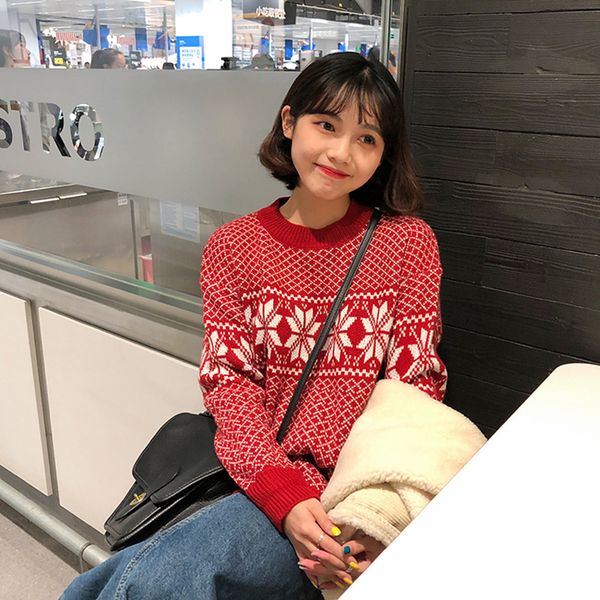 

2 colors autumn and winter korean style christimas thick warm knitted sweaters womens sweaters and pullovers womens (f1351, White;black