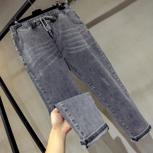 

women's jeans boyfriend for women clothes loose elastic harem pants female streetwear denim plus size high waist mom q2358, Blue