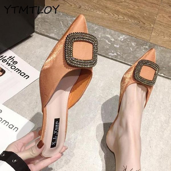 

женщины тапочки мода мулы остроконечные toe скольжению на платье обувь женщины открытый слайды zapatillas mujer invierno pamu, Black