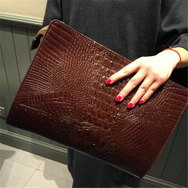 

New Brand Crocodile Pattern Day Clutches Pu Leather Envelope Women Messenger Bag Praty Evening Bag Handbags Purses C19032701