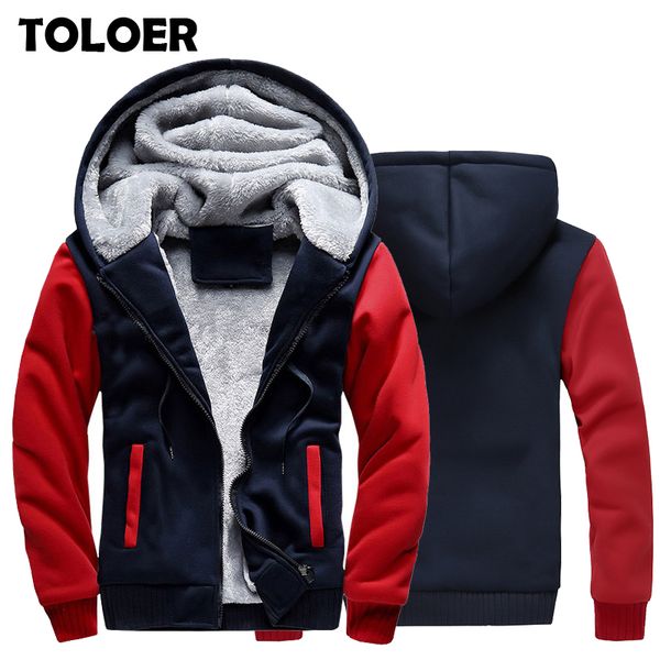

fleece thick hoodies jacket men winter warm male sweatshirts for men zipper brand casual sportswear velvet hooded men's coats, Black;brown