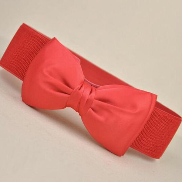 

fashion women white elastic belt bow wide stretch leather belt harajuku style for dresses women 2018 waistband waist, Black;brown