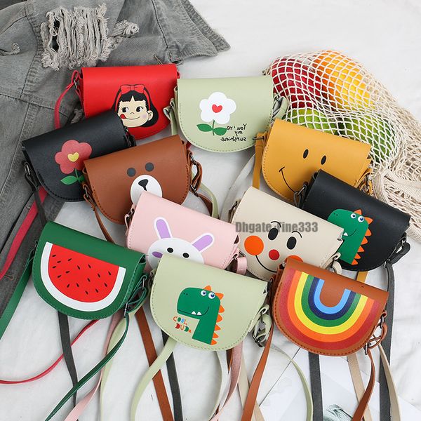 

kids cartoon bag mini pu one-shoulder purse bag animals flower baby bags gifts for children, White