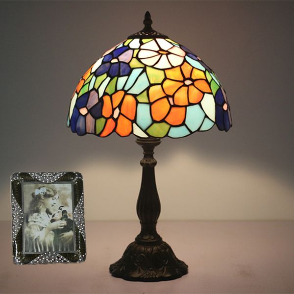 

tiffany retro color glass table lamp pastoral art decor living room study bar desk light bedroom study room lamp 12 inch