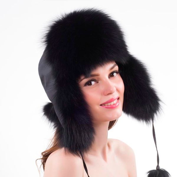 

2018 new winter lady style genuine real fur hat women 100% natural real fur cap casual warm russia bomber, Blue;gray