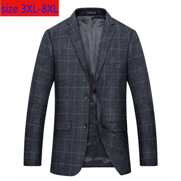 

men's suits & blazers arrival autumn men fashion casual chequered suit jacket single breasted super large plus size 3xl 4xl 5xl 6xl 7xl, White;black