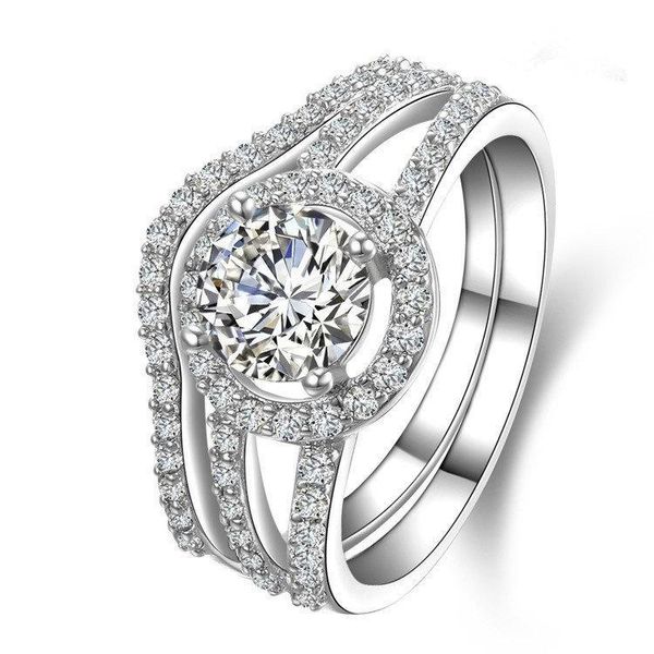 

2ct подлинное белое золото блестящий стиль два кольца сочетают подлинный имитировать бриллиантовое обручальное кольцо для женщин доступное з, Golden;silver