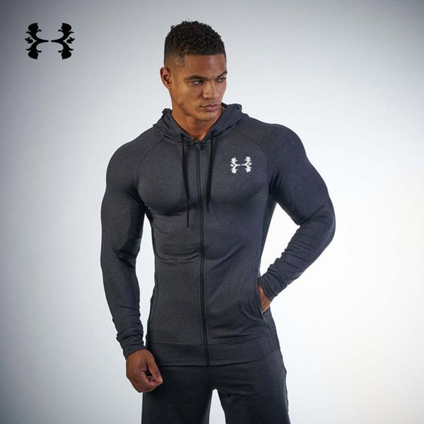 

autumn winter men sport jacket long sleeve zip up hoodie sweatshirts casual jogging running fitness workout jacket sportswear, Black;red