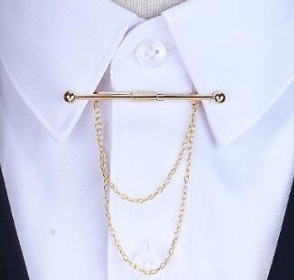 

2017 brooches broches high-end fashion personality brooch tassel chain clip collar shirt buttoned pin male accessories, Gray