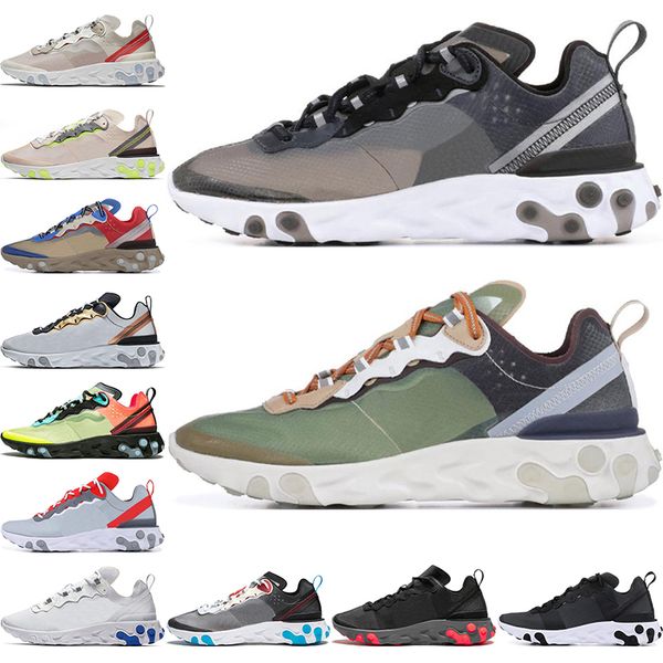 

2020 react element 87 55 running shoes for men women anthracite light bone triple black white royal tint mens trainers sports sneakers 36-45, White;red