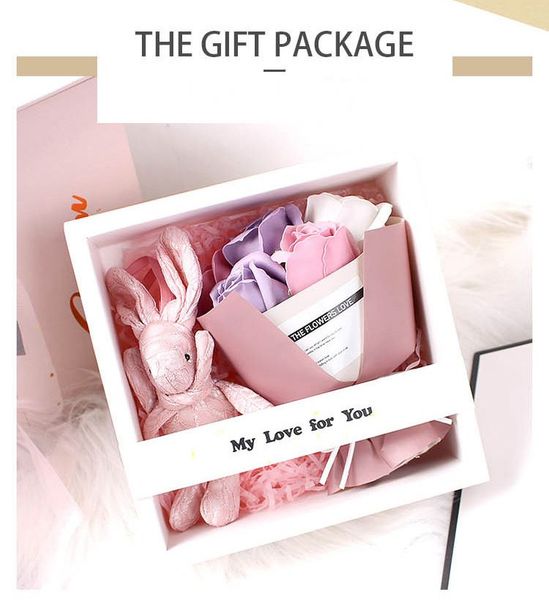 

wishing rabbit and soap flower box set wishing rabbit dry flowers birthday valentine's day gift for your wife 11 colors