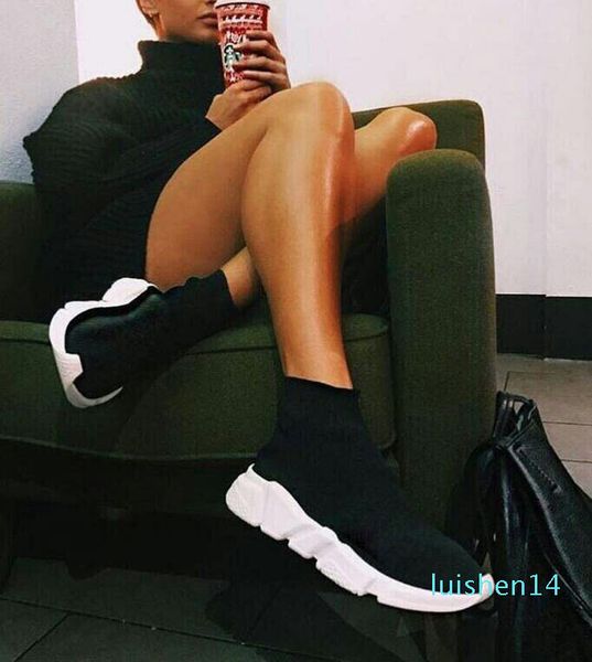 

selling original 2018 women men sock walking shoes black white red speed trainer sports sneakers boots casual shoe mens 36-47 l14