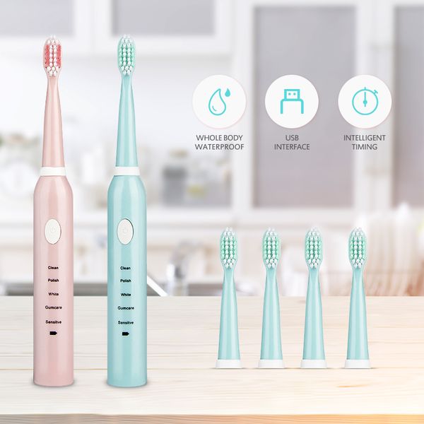 

rechargeable electric toothbrush strong power acoustic wave toothbrush 2 colors optional ipx7 waterproof sonic toothbrush