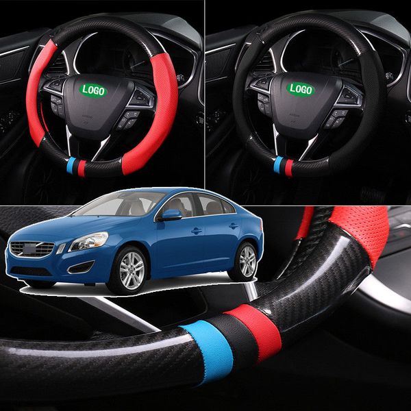 

for volvo s60 car steering wheel cover anti-slip carbon fiber pvc leather