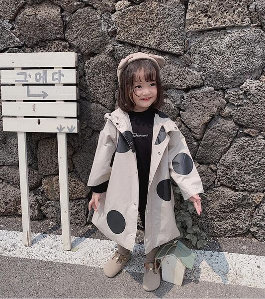 

2019 new wholesale girls boys dots hooded coat autumn cotton full sleeve kids jacket 1-6t hx592, Blue;gray