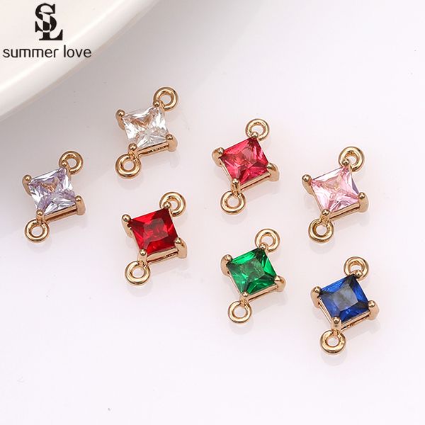 

10pcs new gold color mini crystal connector for bracelet diy jewelry making accessories germetric glass charm beads findings, Blue;slivery
