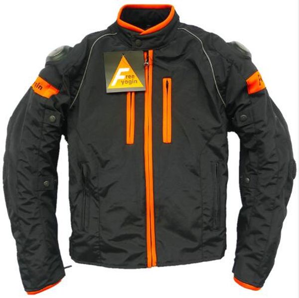 

good alloy titanium racing motorbike jacket windproof suits four seasons can wear 2 in1 & 5 pcs armor nj-f601 orange 18