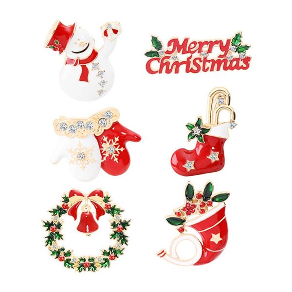 

christmas brooches xmas tree pin snowman bells christmas stocking lovely brooch new year gift sweater dress beautiful jewelry, Gray