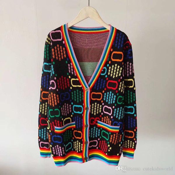 

2020 мода взлетно-посадочной полосы свитер куртка женщины v-образным вырезом воротник с длинным рукавом уличная одежда пальто вязать пиджаки, Black;brown