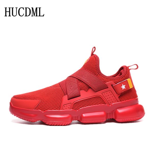 

hucdml 2019 men's shoes breathable mens sneakers footwear male casual comfortable shoes standard size:39-44 zapatos de hombre, Black