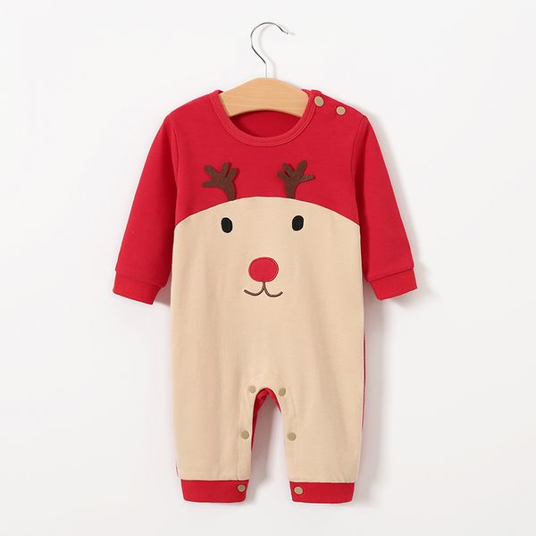 

spring autumn infant baby boys girls cotton long sleeve romper cute cartoon elk printed christmas style romper, Blue