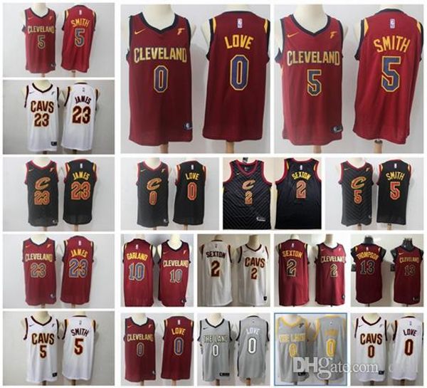 

mens 0 kevin love cleveland cavaliers jersey jr. 5 smith collin sexton 2 sexton jr tristan thompson nba 23 james basketball jerseys, Black