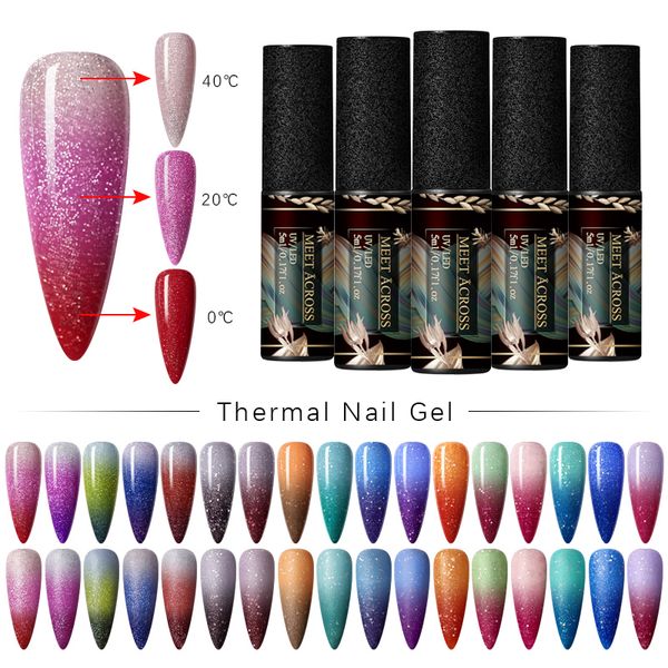 

meet across rainbow thermal nail gel polish temperature color changing holographic semi-permanend soak off uv gel varnish