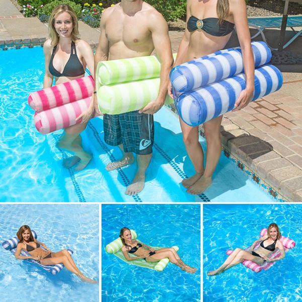 

1pc stripe outdoor pvc floating sleeping bed water hammock lounger chair float inflatable air mattress swimming pool accessories