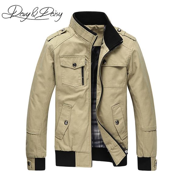 

davydaisy spring bomber jacket men casual slim fit mandarin collar solid zipper leisure jacket men overcoat jaqueta dct-197, Black;brown