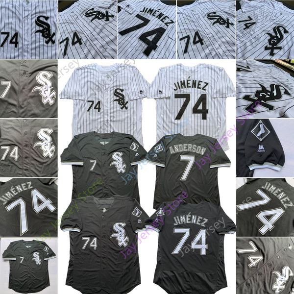 

White Sox Jerseys Chicaog 7 Tim Anderson 74 Eloy Jimenez 10 Yoan Moncada Jersey Home Away Black White Pinstripe Cool Base Flexbase